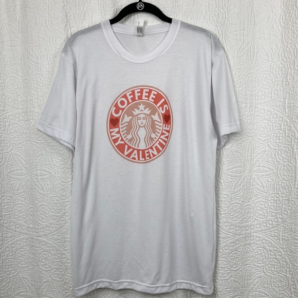 Starbucks Coffee Is My Valentine Graphic T-shirt sz Medium - Picture 2 of 10